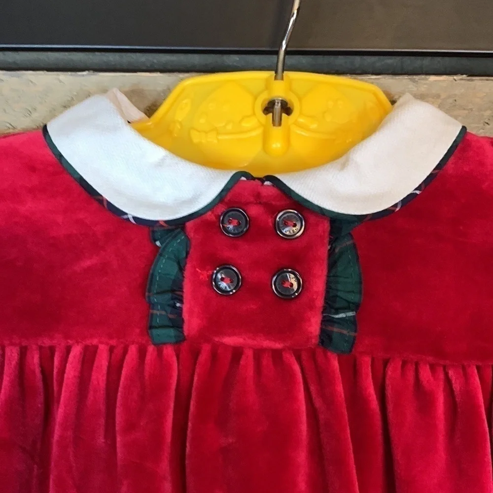 Ralph Lauren red velvet one piece outfit Size 6 Months New with tag